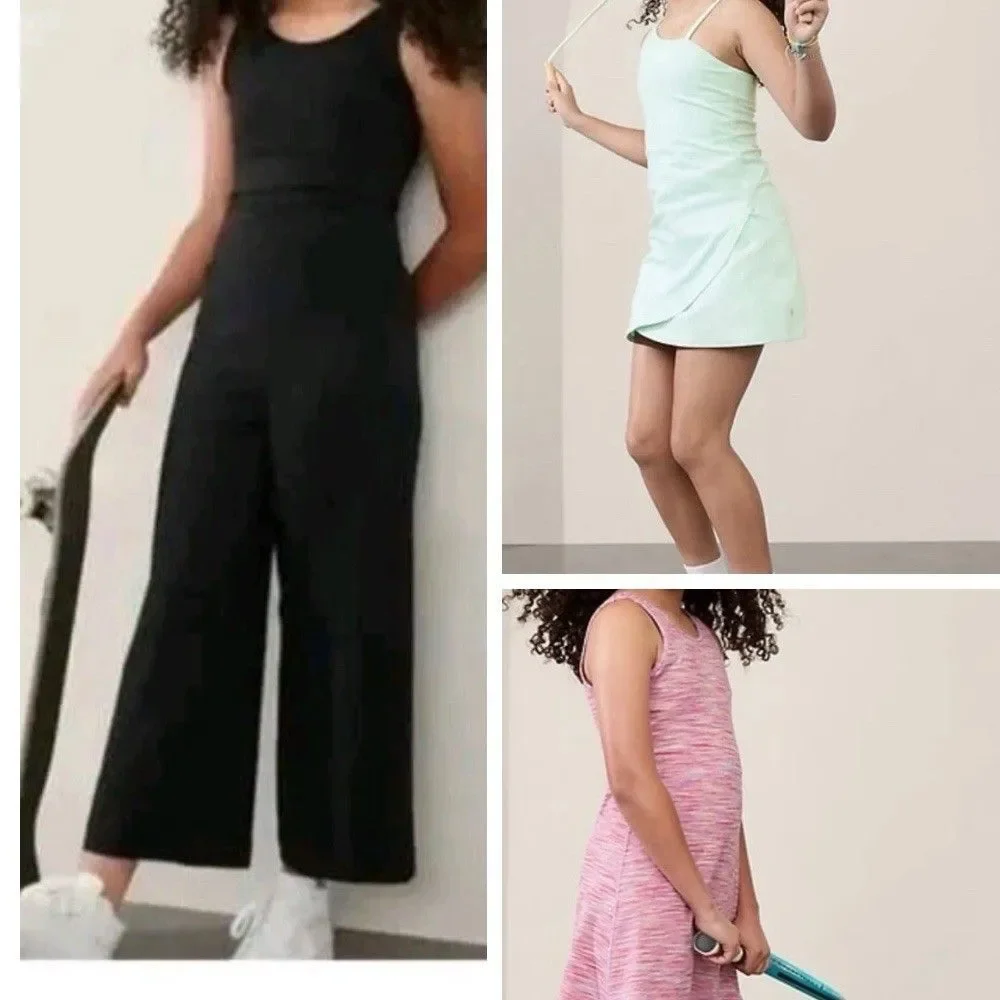 Athleta Girl BUNDLE OF 3 DRESSES /JUMPSUIT SZ M (8-10)